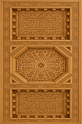 Moroccan Cedar Wood Grand Ceiling Panel – Three-Zone Octagonal Star & Floral Arabesque