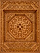 Moroccan Cedar Wood Grand Octagonal Coffered Ceiling – Radial Star & Geometric Arabesque