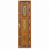 Moroccan Vintage Hand-Painted Orange Riad Window | Floral & Geometric Decor with Brass Hardware