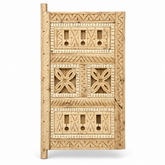 Handmade Moroccan Berber Carved Wooden Window | Atlas Mountain Geometric Design
