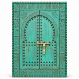 Handmade Moroccan Carved Wooden Window Wall Art | Vintage Brass Latch Decor