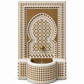 Handmade Moroccan Mosaic Wall Fountain | Horseshoe Arch Design with Solid Brass Faucet