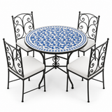 Sky Blue & White Zellige Mosaic Dining Table — Pinwheel Pattern