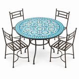 Turquoise & White Zellige Mosaic Dining Table