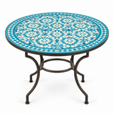 Turquoise & White Zellige Mosaic Dining Table