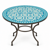 Turquoise & White Zellige Mosaic Dining Table
