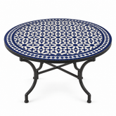 Cobalt Blue & White Zellige Mosaic Dining Table