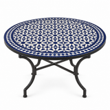 Cobalt Blue & White Zellige Mosaic Dining Table