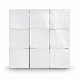 White Handcrafted Moroccan 4×4 Zellige Tile