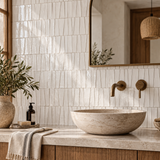 White Handcrafted Moroccan 1×4 Zellige Tile