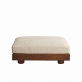 Minimalist Walnut & Linen Ottoman