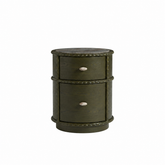 Beaded Emerald Wood and Marble Nightstand