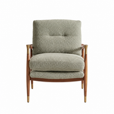 Walnut and Sage Bouclé Accent Chair