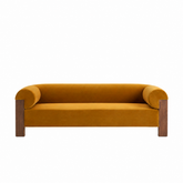 Modern Mustard Velvet Wood Frame Sofa
