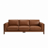Tan Leather Sculptural Sofa