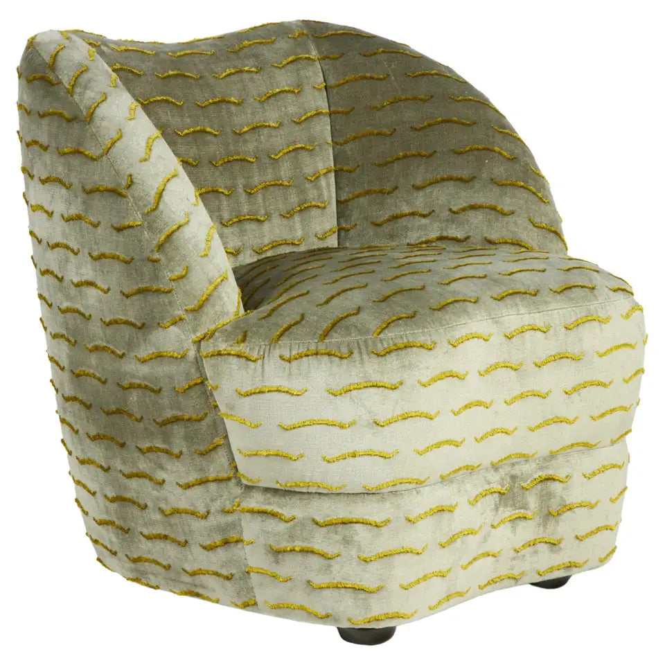 Sage Velvet Embroidered Swivel Accent Chair
