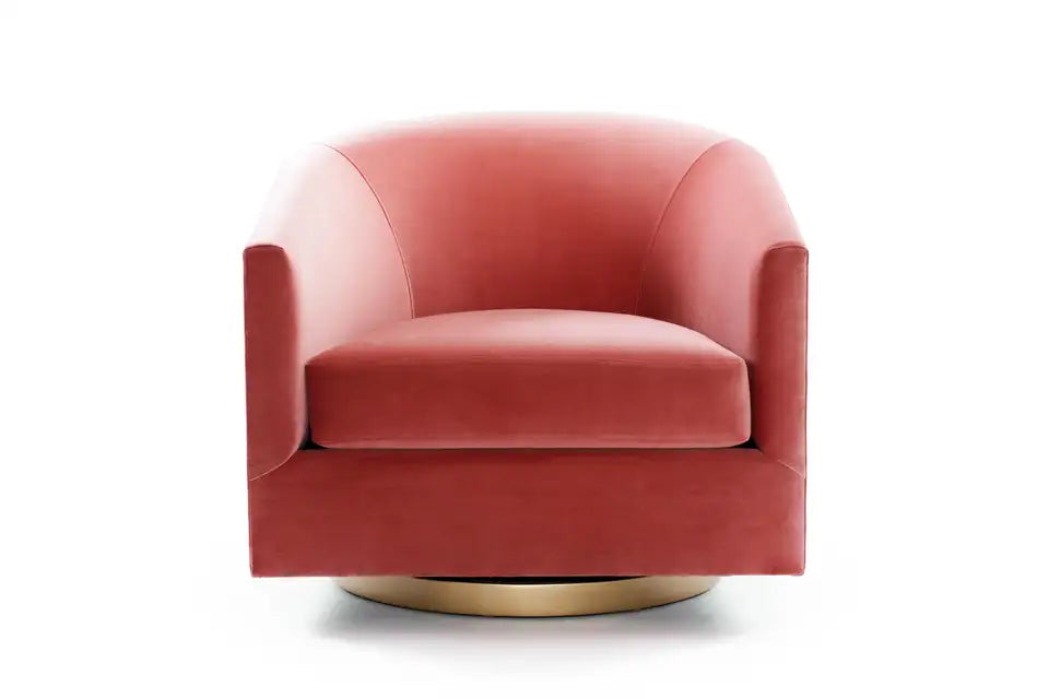 Chic Rose Velvet Curved Lounge Chair