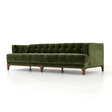 Mid-Century Olive Green Velvet Tufted Sofa