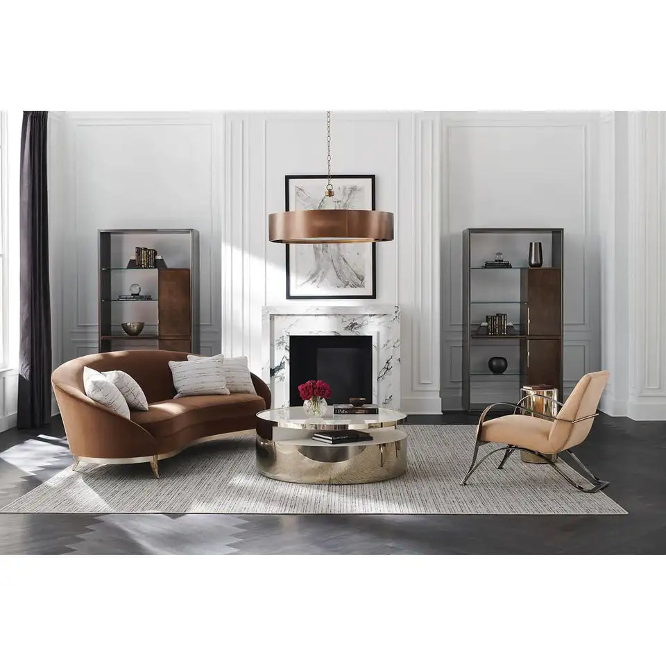 Sophisticated Velvet Sofa with Metallic Trim