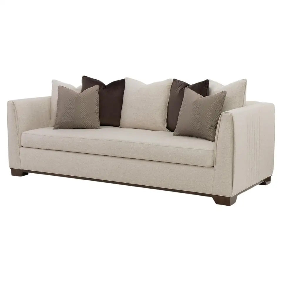 Classic Cream Fabric Sofa With Pillows