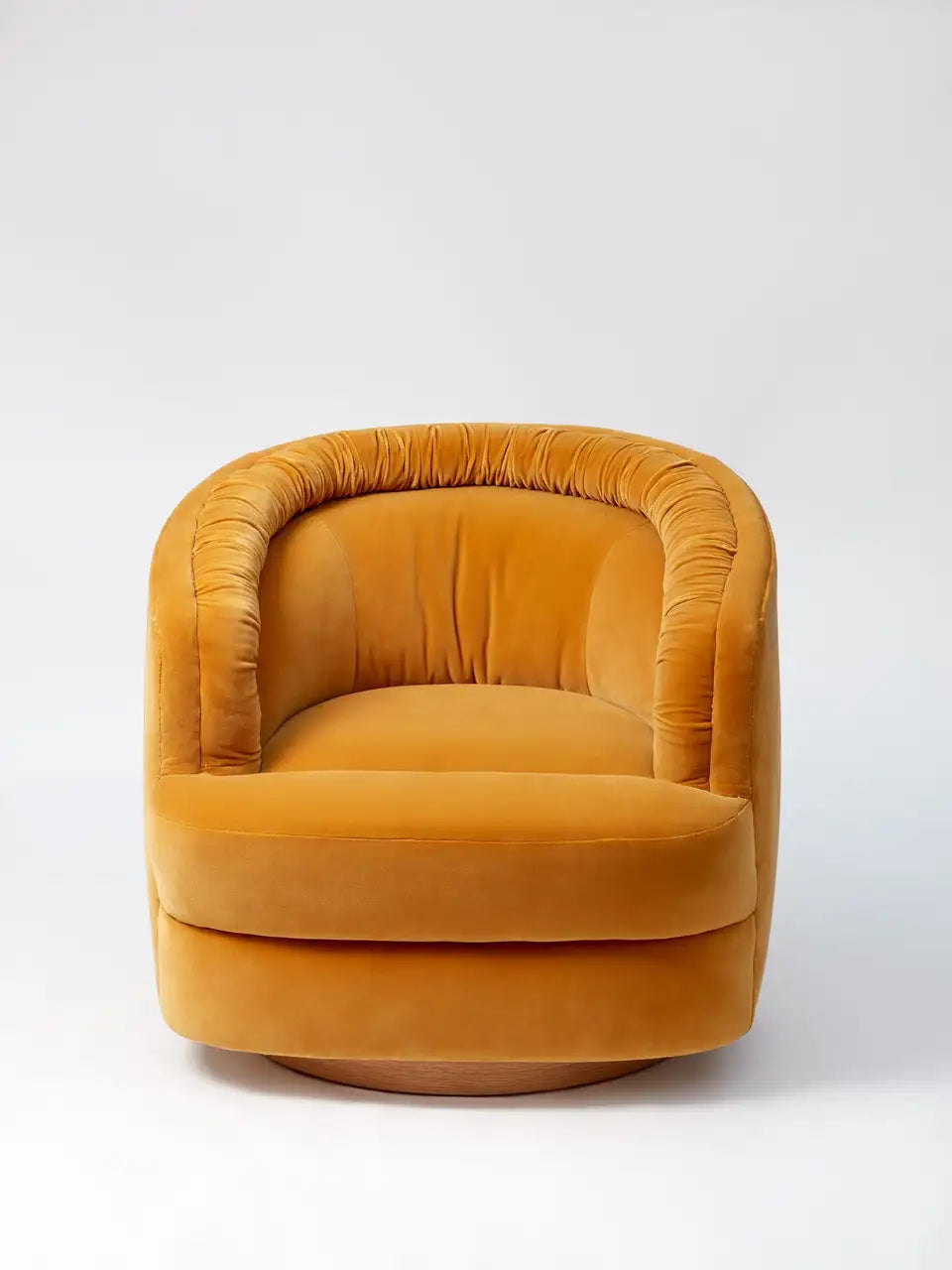 Modern Gold Velvet Swivel Barrel Chair