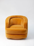 Modern Gold Velvet Swivel Barrel Chair