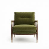 Velvet & Walnut Accent Chair