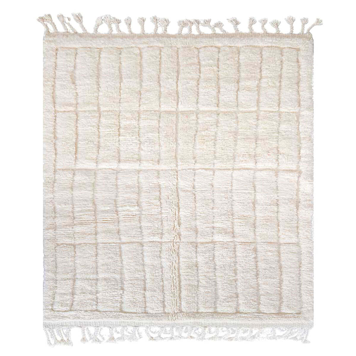 Ivory Ribbed Plush Moroccan Rug