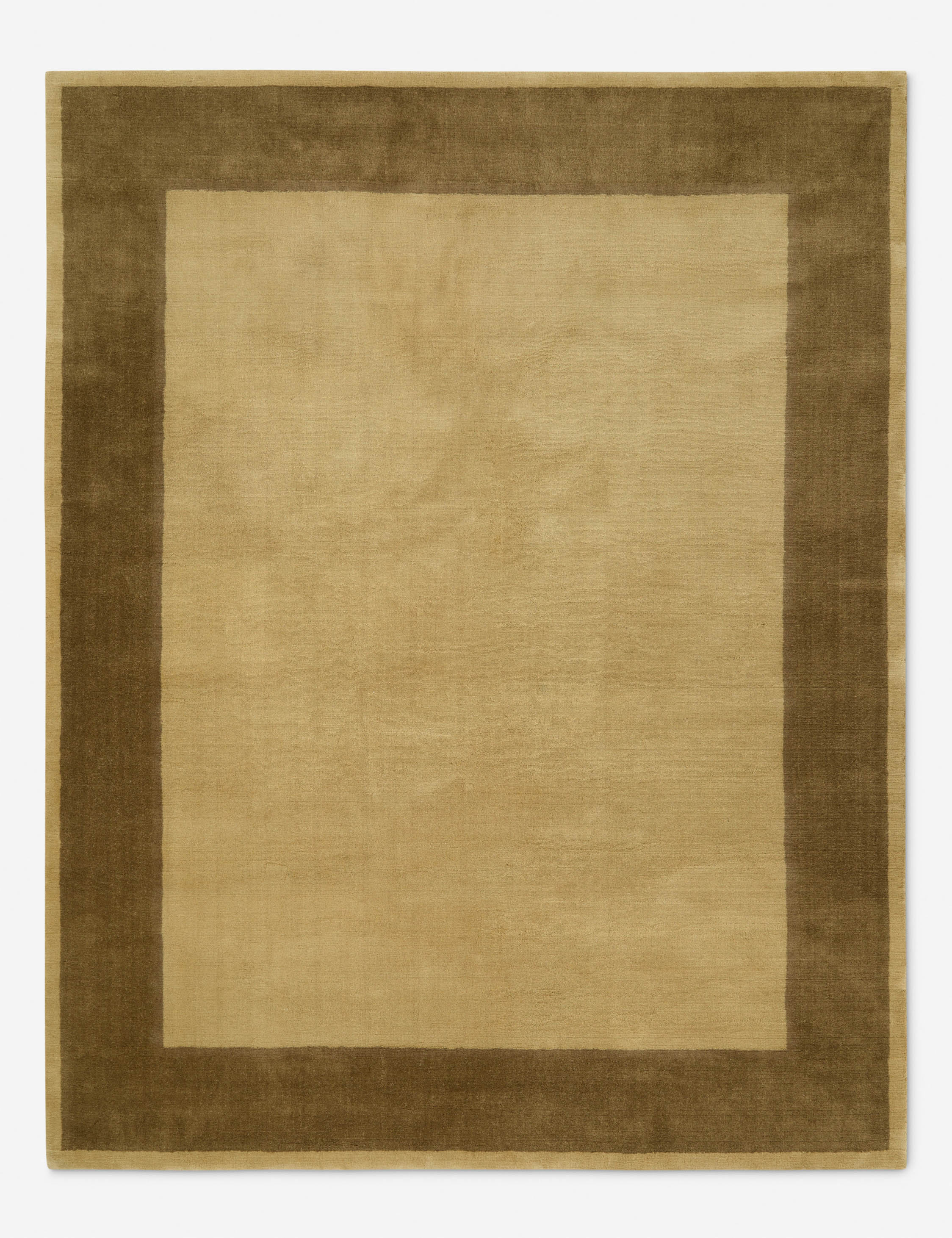 Olive Bordered Handloom Wool Rug