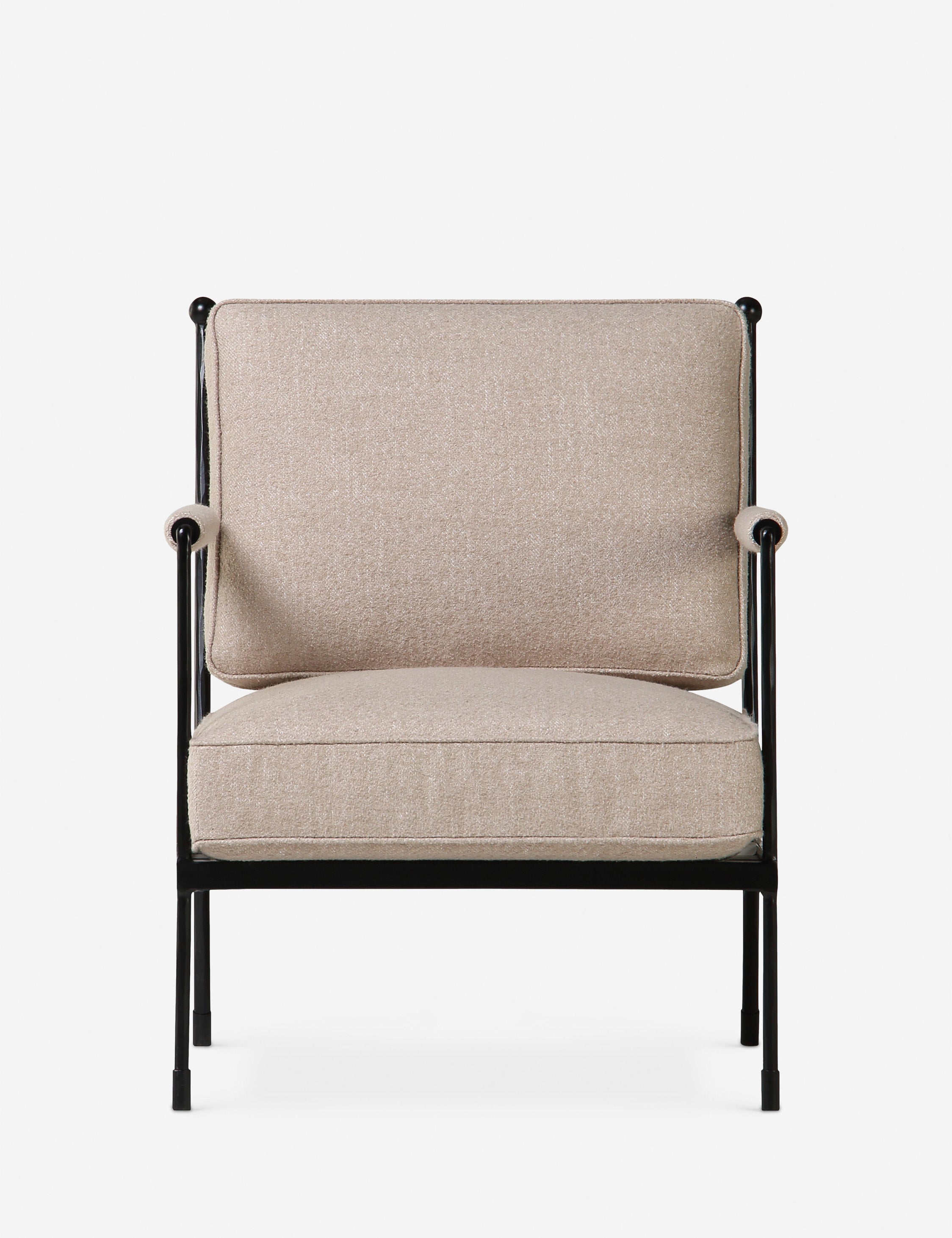 Modern Oatmeal Fabric Metal Accent Chair