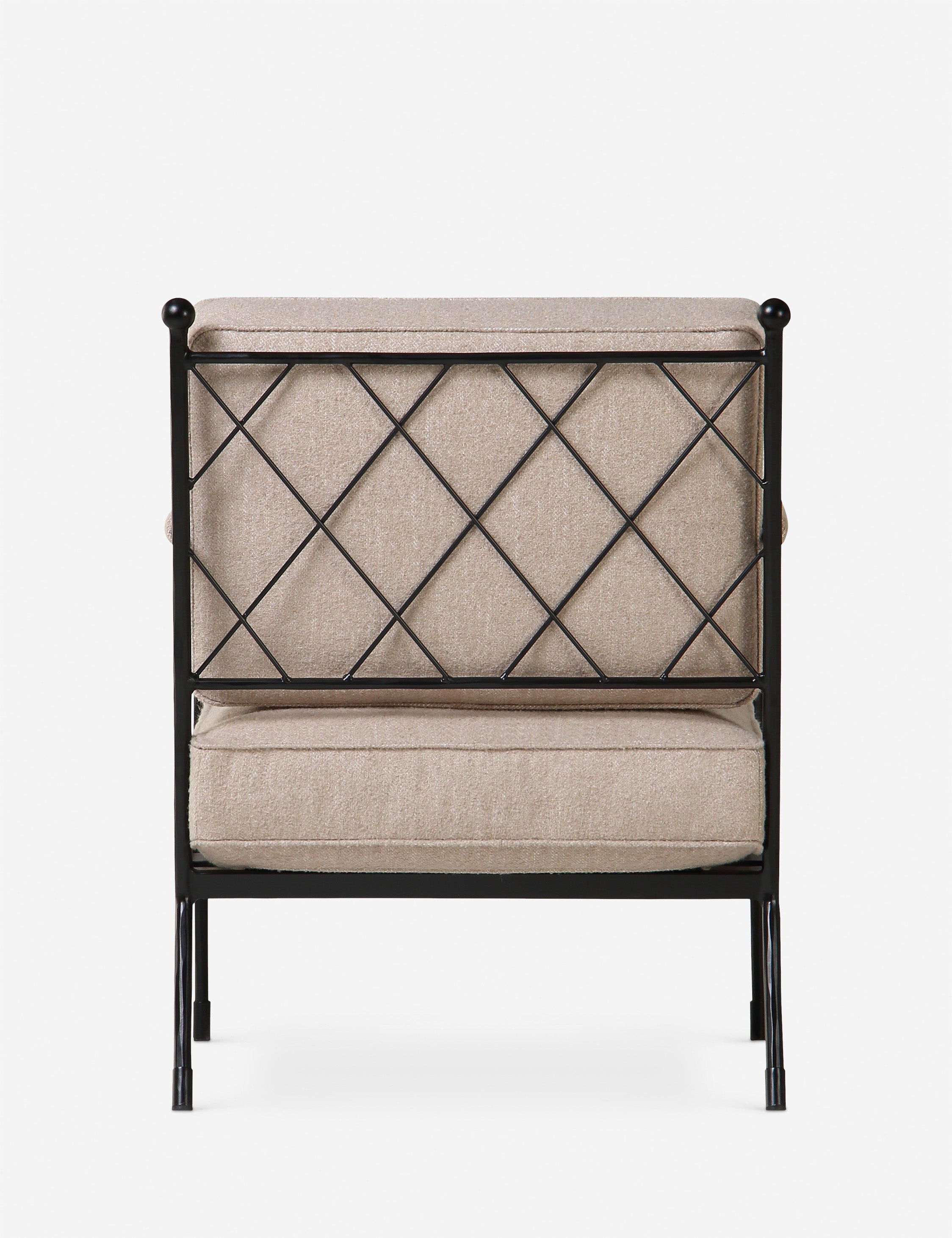 Modern Oatmeal Fabric Metal Accent Chair