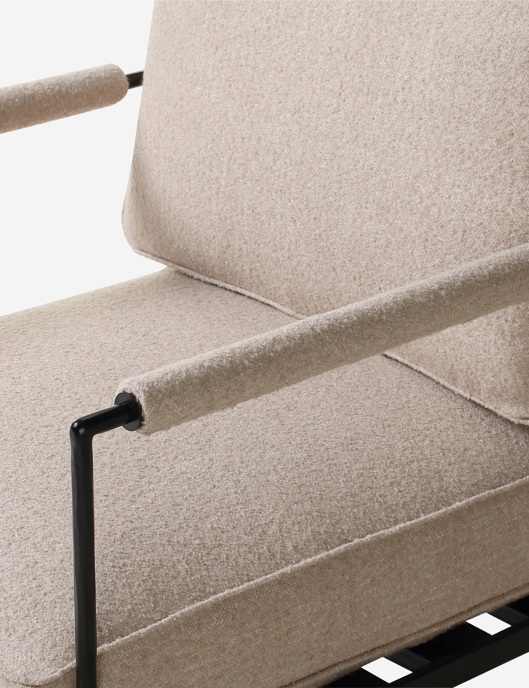 Modern Oatmeal Fabric Metal Accent Chair