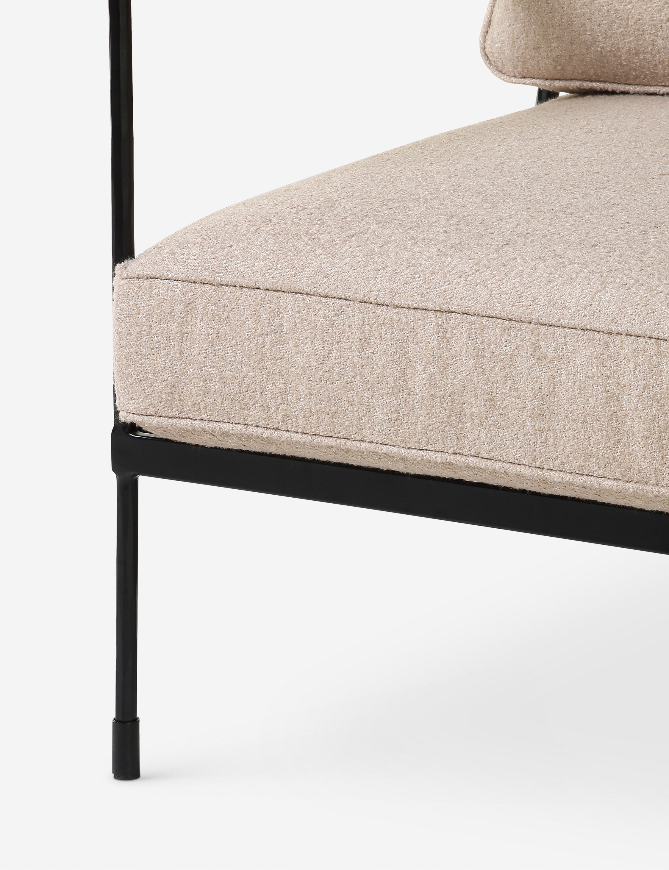 Modern Oatmeal Fabric Metal Accent Chair