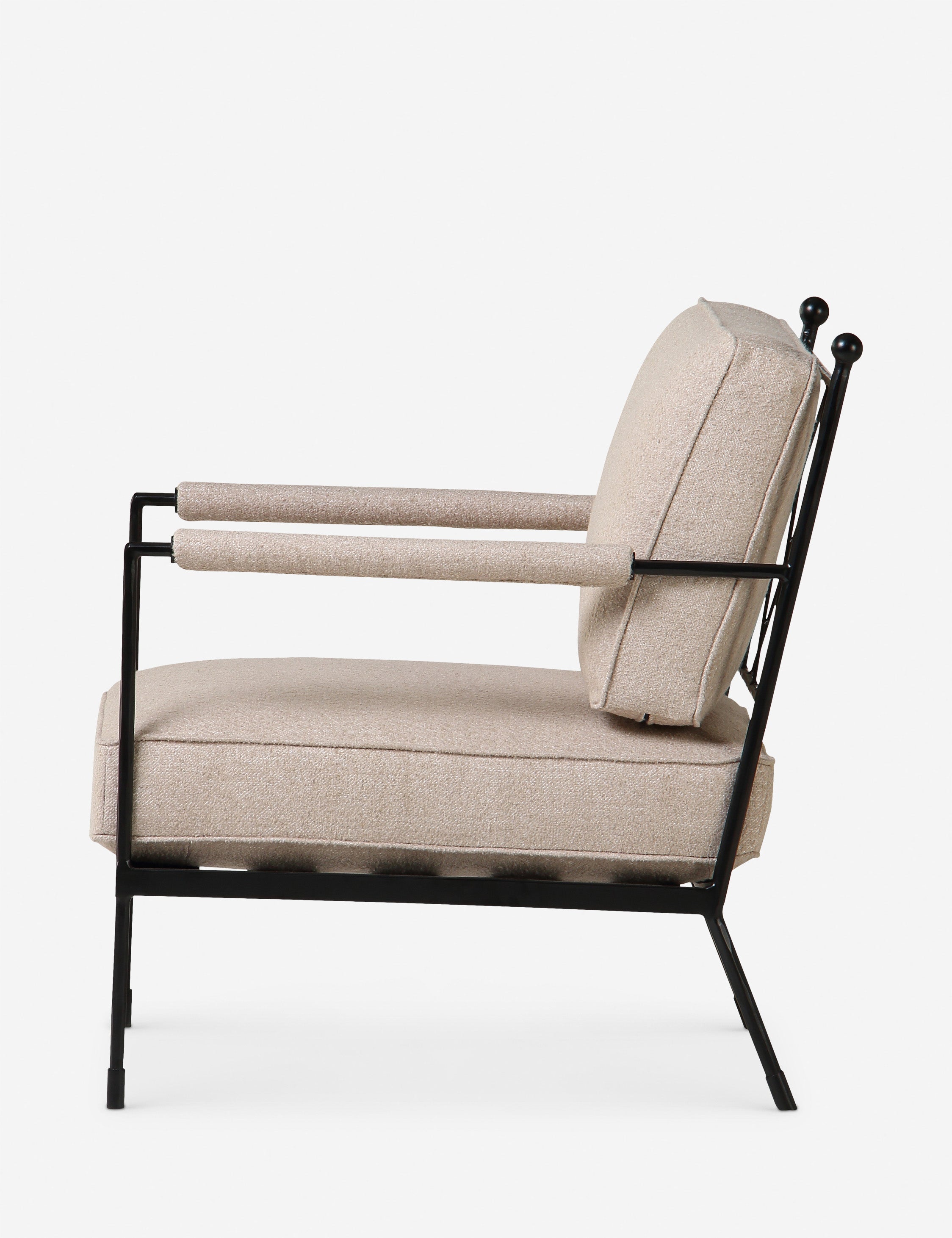 Modern Oatmeal Fabric Metal Accent Chair