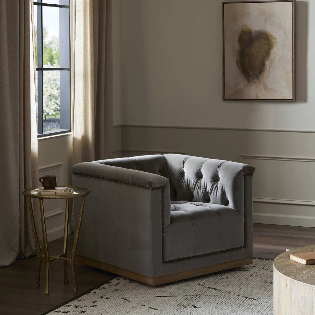 Maxx Tufted Velvet Swivel Chair