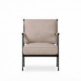 Modern Oatmeal Fabric Metal Accent Chair