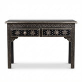 Hand-Etched Silver & Black Console
