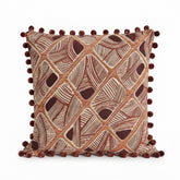 Embroidered Geometric Pom Pom Accent Pillow