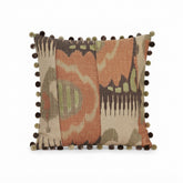 Ikat Print Pillow With Pom Fringe