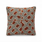 Geometric Terracotta Embroidered Square Accent Pillow