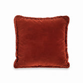 Burnt Orange Velvet Fringed Cushion