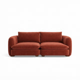 Rust Velvet Fluted Curved Loveseat Sofa