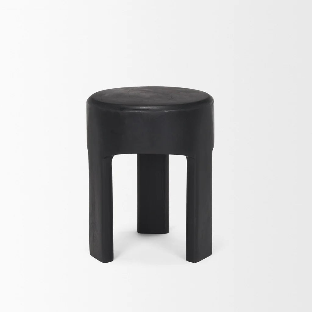 Riya Black Sculptural Stool