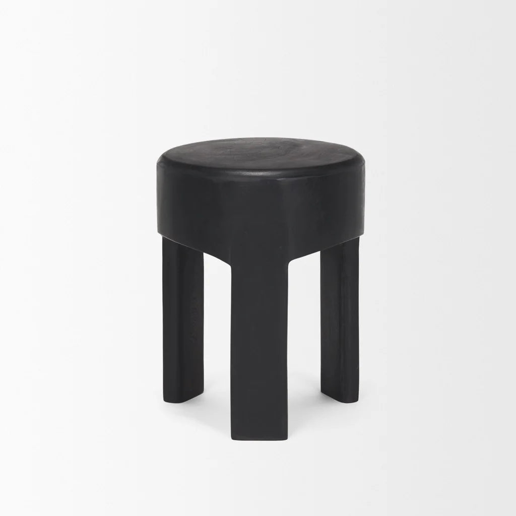 Riya Black Sculptural Stool