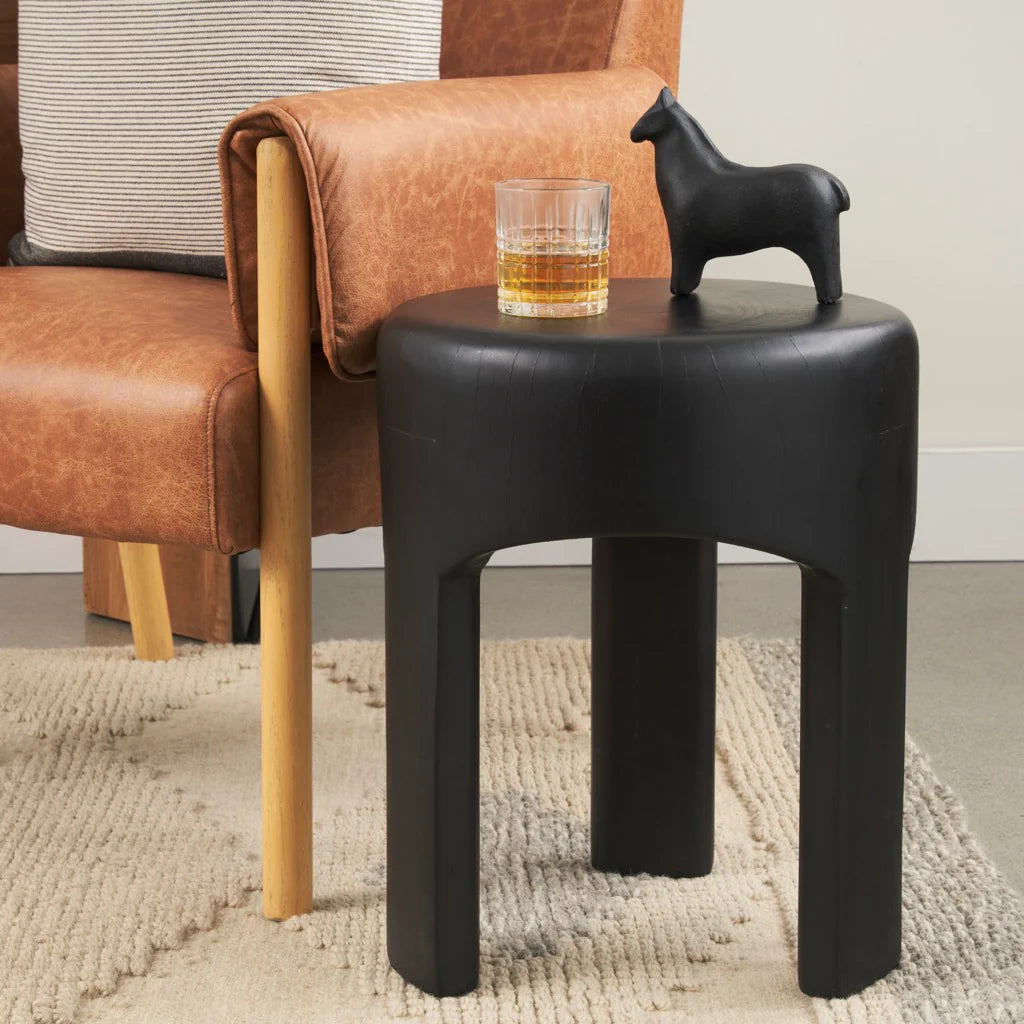 Riya Black Sculptural Stool