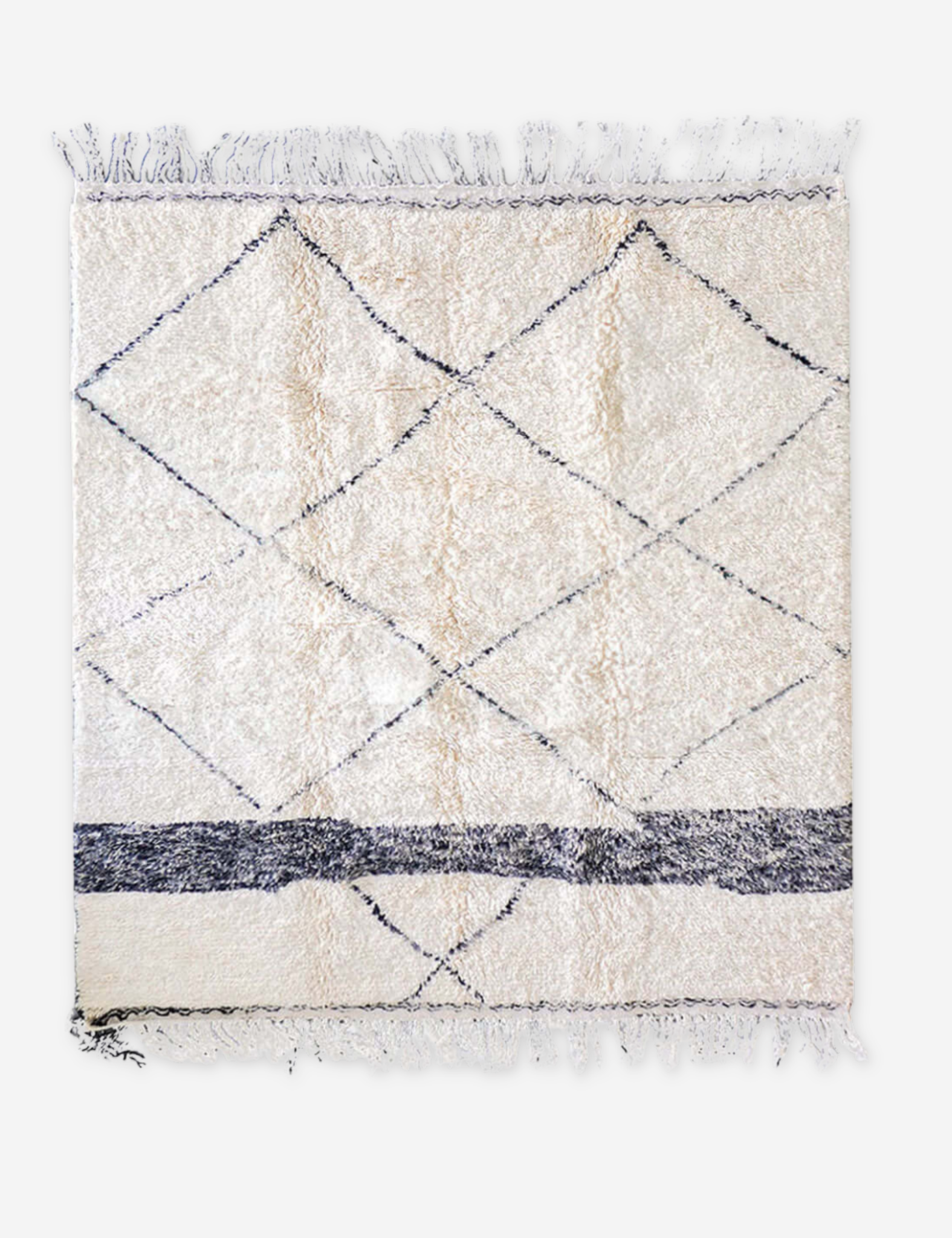 Minimalist Cream Trellis Berber Rug