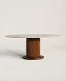 Fluted Marble Pedestal Dining Table