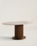 Fluted Marble Pedestal Dining Table