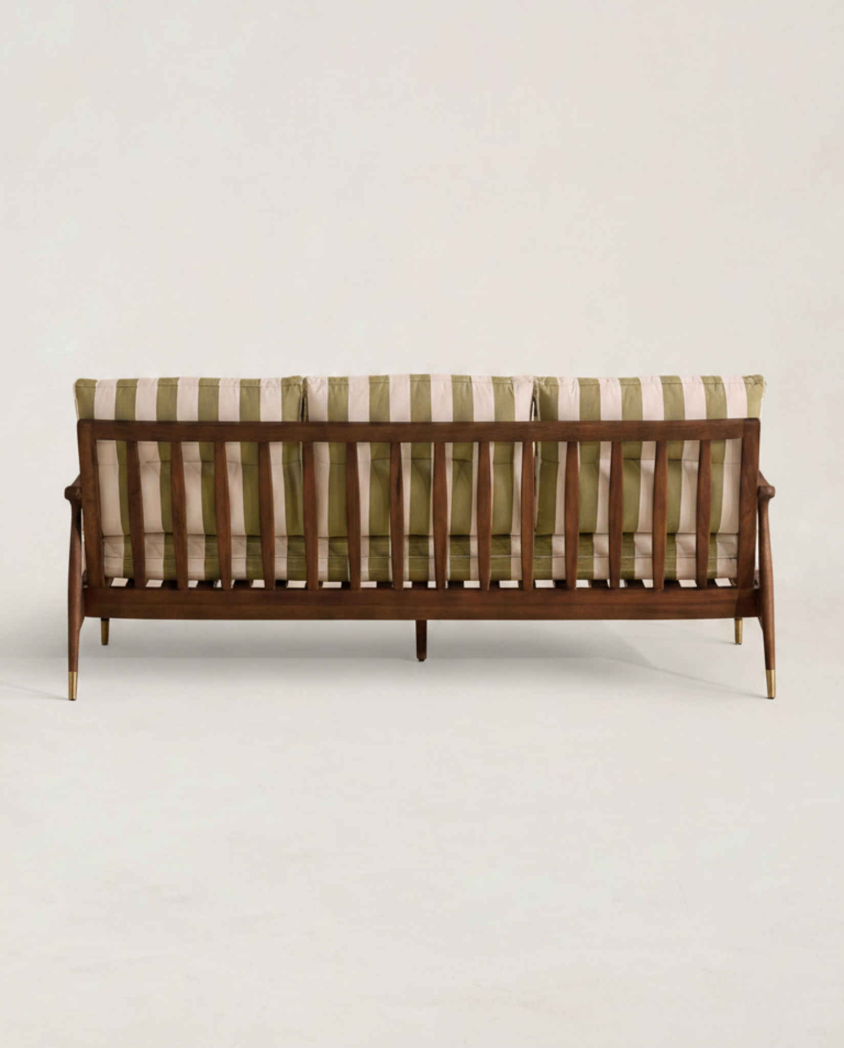 Mid-Century Striped Walnut Sofa