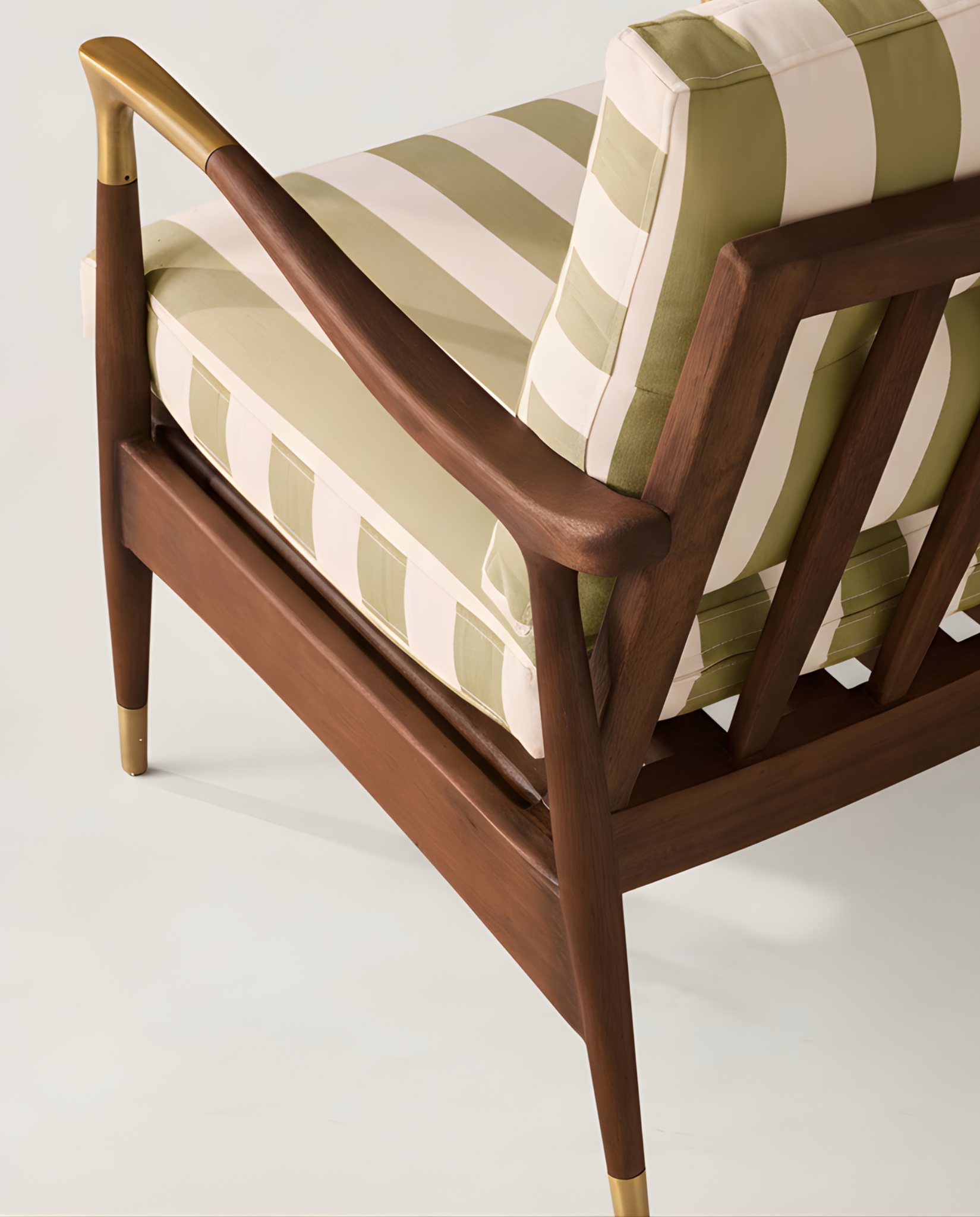 Mid-Century Striped Walnut Sofa
